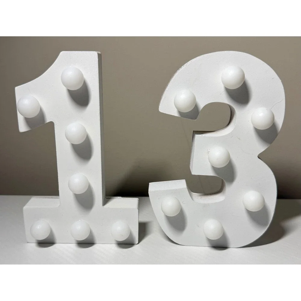 Marquee Light Up Number 13 White 6.25
